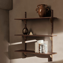 Lade das Bild in den Galerie-Viewer, Sector Shelf Triple/Wide - smoked oak/brass