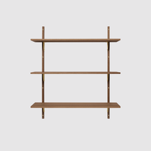 Lade das Bild in den Galerie-Viewer, Sector Shelf Triple/Wide - smoked oak/brass