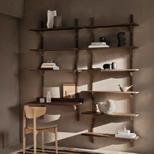 Lade das Bild in den Galerie-Viewer, Sector Shelf Triple/Wide - smoked oak/brass