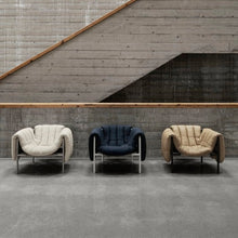 Lade das Bild in den Galerie-Viewer, Puffy Lounge Chair by Faye Toogood - Natural / Stainless steel