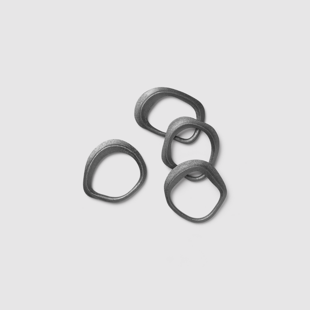 Flow Napkin Rings Black - Set of 4